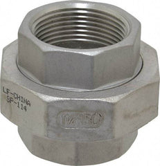 Merit Brass - 1-1/4" Grade 304 Stainless Steel Pipe Union - FNPT x FNPT End Connections, 150 psi - Industrial Tool & Supply