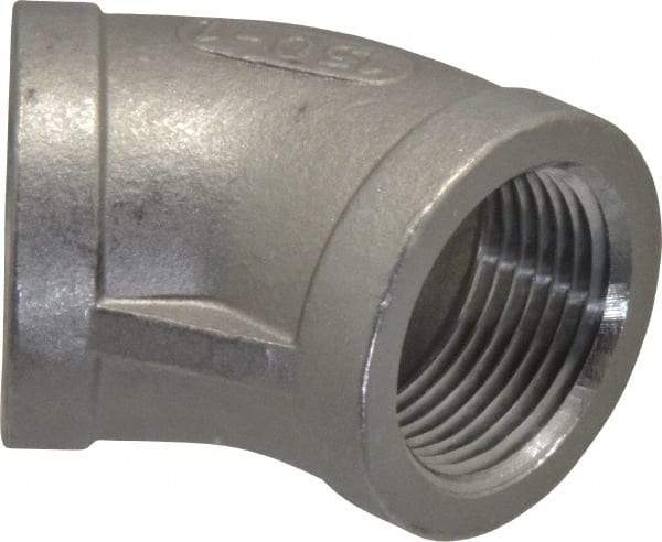 Merit Brass - 1" Grade 316 Stainless Steel Pipe 45° Elbow - FNPT x FNPT End Connections, 150 psi - Industrial Tool & Supply