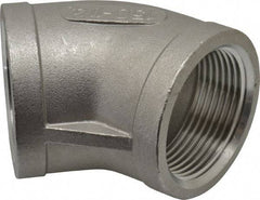 Merit Brass - 1-1/4" Grade 316 Stainless Steel Pipe 45° Elbow - FNPT x FNPT End Connections, 150 psi - Industrial Tool & Supply