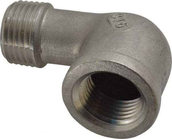 Merit Brass - 1/2" Grade 316 Stainless Steel Pipe 90° Street Elbow - FNPT x MNPT End Connections, 150 psi - Industrial Tool & Supply