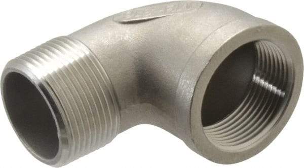 Merit Brass - 1-1/4" Grade 316 Stainless Steel Pipe 90° Street Elbow - FNPT x MNPT End Connections, 150 psi - Industrial Tool & Supply