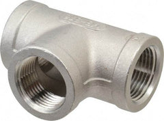Merit Brass - 3/4" Grade 316 Stainless Steel Pipe Tee - FNPT x FNPT x FNPT End Connections, 150 psi - Industrial Tool & Supply
