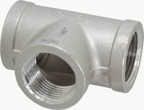 Merit Brass - 1" Grade 316 Stainless Steel Pipe Tee - FNPT x FNPT x FNPT End Connections, 150 psi - Industrial Tool & Supply