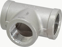 Merit Brass - 1" Grade 316 Stainless Steel Pipe Tee - FNPT x FNPT x FNPT End Connections, 150 psi - Industrial Tool & Supply