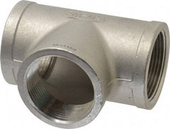 Merit Brass - 1-1/2" Grade 316 Stainless Steel Pipe Tee - FNPT x FNPT x FNPT End Connections, 150 psi - Industrial Tool & Supply