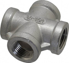 Merit Brass - 1/2" Grade 316 Stainless Steel Pipe Cross - FNPT End Connections, 150 psi - Industrial Tool & Supply