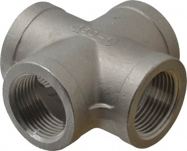 Merit Brass - 1" Grade 316 Stainless Steel Pipe Cross - FNPT End Connections, 150 psi - Industrial Tool & Supply