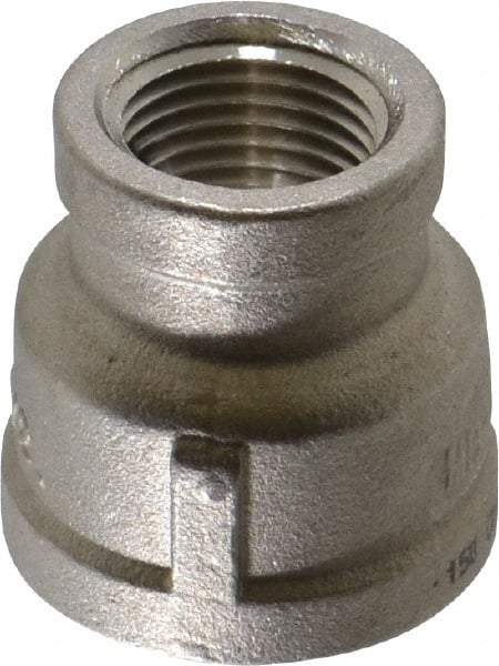 Merit Brass - 3/4 x 1/2" Grade 316 Stainless Steel Pipe Reducer Coupling - FNPT x FNPT End Connections, 150 psi - Industrial Tool & Supply