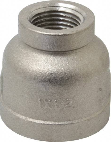 Merit Brass - 1 x 1/2" Grade 316 Stainless Steel Pipe Reducer Coupling - FNPT x FNPT End Connections, 150 psi - Industrial Tool & Supply