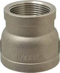 Merit Brass - 1-1/2 x 1-1/4" Grade 316 Stainless Steel Pipe Reducer Coupling - FNPT x FNPT End Connections, 150 psi - Industrial Tool & Supply