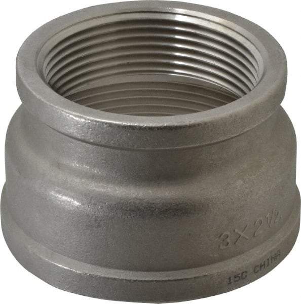 Merit Brass - 3 x 2-1/2" Grade 316 Stainless Steel Pipe Reducer Coupling - FNPT x FNPT End Connections, 150 psi - Industrial Tool & Supply