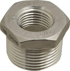Merit Brass - 1 x 1/2" Grade 316 Stainless Steel Pipe Hex Bushing - MNPT x FNPT End Connections, 150 psi - Industrial Tool & Supply