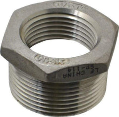 Merit Brass - 1-1/4 x 1" Grade 316 Stainless Steel Pipe Hex Bushing - MNPT x FNPT End Connections, 150 psi - Industrial Tool & Supply