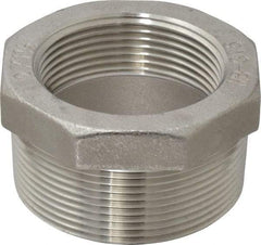 Merit Brass - 2 x 1-1/2" Grade 316 Stainless Steel Pipe Hex Bushing - MNPT x FNPT End Connections, 150 psi - Industrial Tool & Supply