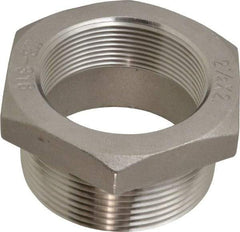 Merit Brass - 2-1/2 x 2" Grade 316 Stainless Steel Pipe Hex Bushing - MNPT x FNPT End Connections, 150 psi - Industrial Tool & Supply