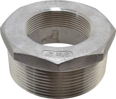 Merit Brass - 3 x 2" Grade 316 Stainless Steel Pipe Hex Bushing - MNPT x FNPT End Connections, 150 psi - Industrial Tool & Supply