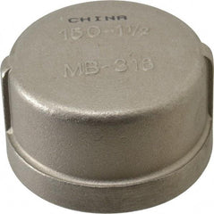 Merit Brass - 1-1/2" Grade 316 Stainless Steel Pipe End Cap - FNPT End Connections, 150 psi - Industrial Tool & Supply