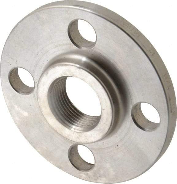 Merit Brass - 1" Pipe, 4-1/4" OD, Stainless Steel, Threaded Pipe Flange - 3-1/8" Across Bolt Hole Centers, 5/8" Bolt Hole, 150 psi, Grade 316 - Industrial Tool & Supply