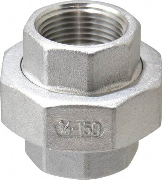 Merit Brass - 3/4" Grade 316 Stainless Steel Pipe Union - FNPT x FNPT End Connections, 150 psi - Industrial Tool & Supply