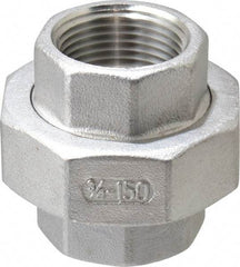 Merit Brass - 3/4" Grade 316 Stainless Steel Pipe Union - FNPT x FNPT End Connections, 150 psi - Industrial Tool & Supply