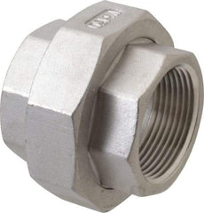 Merit Brass - 1-1/4" Grade 316 Stainless Steel Pipe Union - FNPT x FNPT End Connections, 150 psi - Industrial Tool & Supply
