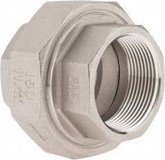 Merit Brass - 1-1/2" Grade 316 Stainless Steel Pipe Union - FNPT x FNPT End Connections, 150 psi - Industrial Tool & Supply
