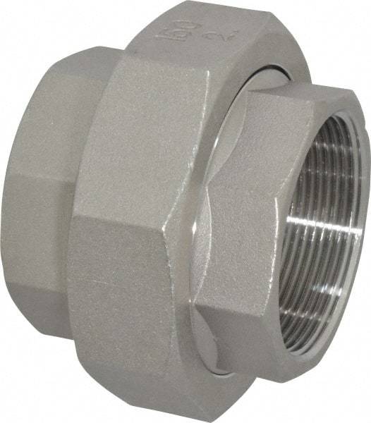 Merit Brass - 2" Grade 316 Stainless Steel Pipe Union - FNPT x FNPT End Connections, 150 psi - Industrial Tool & Supply
