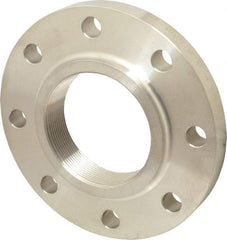 Merit Brass - 4" Pipe, 9" OD, Stainless Steel, Threaded Pipe Flange - 7-1/2" Across Bolt Hole Centers, 3/4" Bolt Hole, 150 psi, Grades 316 & 316L - Industrial Tool & Supply
