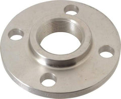 Merit Brass - 1-1/2" Pipe, 5" OD, Stainless Steel, Threaded Pipe Flange - 3-7/8" Across Bolt Hole Centers, 5/8" Bolt Hole, 150 psi, Grade 304 - Industrial Tool & Supply