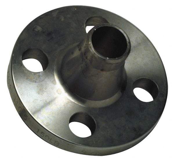 Merit Brass - 2" Pipe, 6" OD, Stainless Steel, Weld Neck Pipe Flange - 4-3/4" Across Bolt Hole Centers, 3/4" Bolt Hole, 150 psi, Grades 304 & 304L - Industrial Tool & Supply