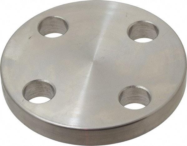 Merit Brass - 3/4" Pipe, 3-7/8" OD, Stainless Steel, Blind Pipe Flange - 2-3/4" Across Bolt Hole Centers, 5/8" Bolt Hole, 150 psi, Grades 316 & 316L - Industrial Tool & Supply