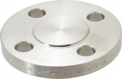 Merit Brass - 1" Pipe, 4-1/4" OD, Stainless Steel, Blind Pipe Flange - 3-1/8" Across Bolt Hole Centers, 5/8" Bolt Hole, 150 psi, Grades 316 & 316L - Industrial Tool & Supply