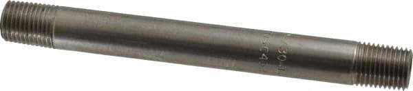Merit Brass - Schedule 40, 1/4" Pipe x 5" Long, Grade 304/304L Stainless Steel Pipe Nipple - Welded & Threaded - Industrial Tool & Supply