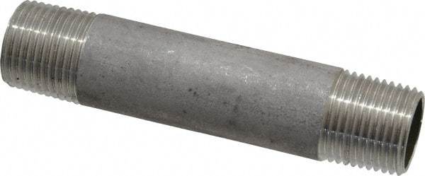 Merit Brass - Schedule 40, 3/8" Pipe x 3" Long, Grade 304/304L Stainless Steel Pipe Nipple - Welded & Threaded - Industrial Tool & Supply
