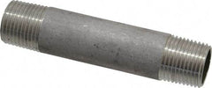 Merit Brass - Schedule 40, 3/8" Pipe x 3" Long, Grade 304/304L Stainless Steel Pipe Nipple - Welded & Threaded - Industrial Tool & Supply