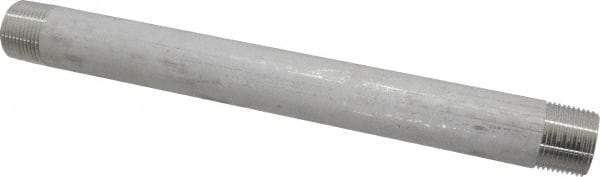 Merit Brass - Schedule 40, 1" Pipe x 12" Long, Grade 304/304L Stainless Steel Pipe Nipple - Welded & Threaded - Industrial Tool & Supply