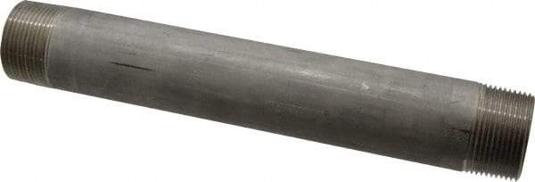 Merit Brass - Schedule 40, 1-1/4" Pipe x 10" Long, Grade 304/304L Stainless Steel Pipe Nipple - Welded & Threaded - Industrial Tool & Supply