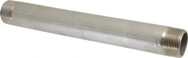 Merit Brass - Schedule 40, 1-1/4" Pipe x 12" Long, Grade 304/304L Stainless Steel Pipe Nipple - Welded & Threaded - Industrial Tool & Supply