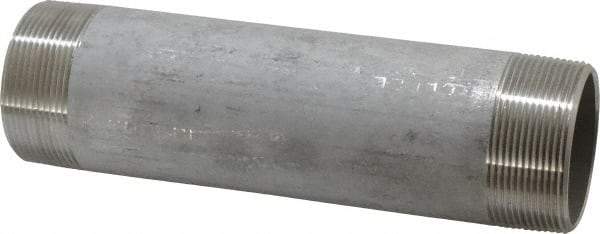 Merit Brass - Schedule 40, 2" Pipe x 8" Long, Grade 304/304L Stainless Steel Pipe Nipple - Welded & Threaded - Industrial Tool & Supply