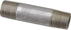 Merit Brass - Schedule 40, 3/8" Pipe x 2-1/2" Long, Grade 316/316L Stainless Steel Pipe Nipple - Welded & Threaded - Industrial Tool & Supply