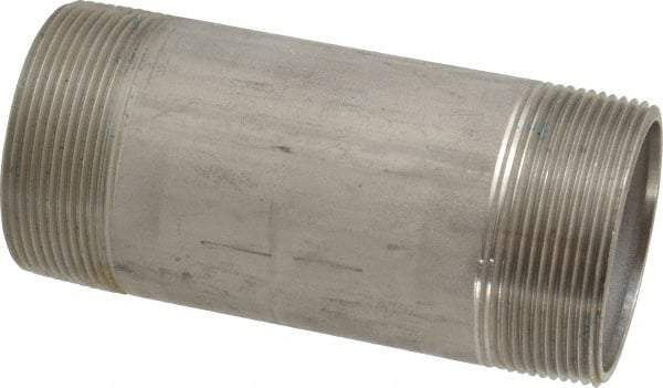 Merit Brass - Schedule 40, 2" Pipe x 5" Long, Grade 316/316L Stainless Steel Pipe Nipple - Welded & Threaded - Industrial Tool & Supply
