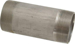 Merit Brass - Schedule 40, 2" Pipe x 5" Long, Grade 316/316L Stainless Steel Pipe Nipple - Welded & Threaded - Industrial Tool & Supply