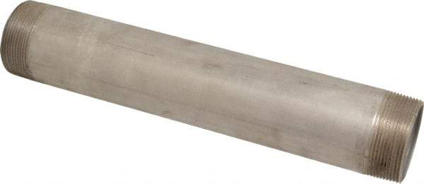 Merit Brass - Schedule 40, 2" Pipe x 12" Long, Grade 316/316L Stainless Steel Pipe Nipple - Welded & Threaded - Industrial Tool & Supply