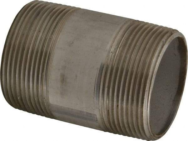 Merit Brass - Schedule 40, 2-1/2" Pipe x 4" Long, Grade 316/316L Stainless Steel Pipe Nipple - Welded & Threaded - Industrial Tool & Supply