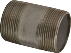 Merit Brass - Schedule 40, 2-1/2" Pipe x 4" Long, Grade 316/316L Stainless Steel Pipe Nipple - Welded & Threaded - Industrial Tool & Supply