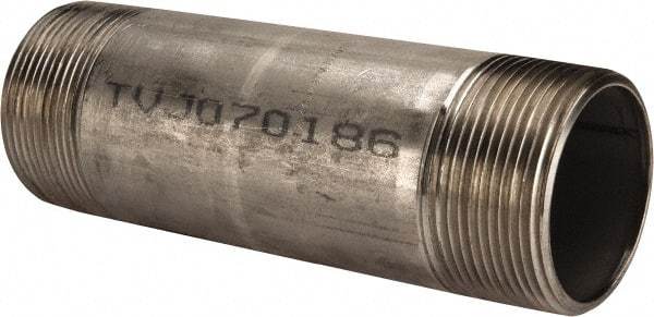 Merit Brass - Schedule 40, 2-1/2" Pipe x 8" Long, Grade 316/316L Stainless Steel Pipe Nipple - Welded & Threaded - Industrial Tool & Supply