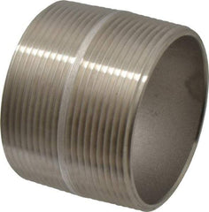 Merit Brass - Schedule 40, 3" Pipe x 2-5/8" Long, Grade 316/316L Stainless Steel Pipe Nipple - Welded & Threaded - Industrial Tool & Supply