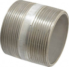 Merit Brass - Schedule 40, 3" Pipe x 3" Long, Grade 316/316L Stainless Steel Pipe Nipple - Welded & Threaded - Industrial Tool & Supply