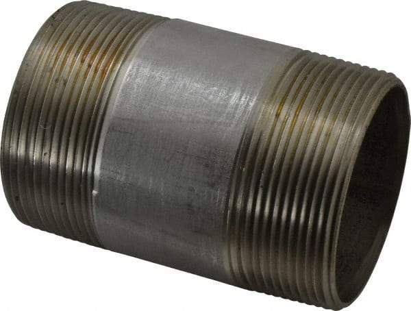 Merit Brass - Schedule 40, 3" Pipe x 5" Long, Grade 316/316L Stainless Steel Pipe Nipple - Welded & Threaded - Industrial Tool & Supply