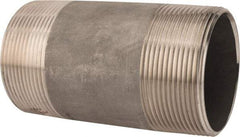 Merit Brass - Schedule 40, 3" Pipe x 6" Long, Grade 316/316L Stainless Steel Pipe Nipple - Welded & Threaded - Industrial Tool & Supply